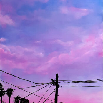 Painting titled "miami pink telephon…" by Luca Azzurro Arts, Original Artwork, Acrylic