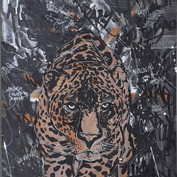 Schilderij getiteld "Jaguar covid19" door Luca Azzurro Arts, Origineel Kunstwerk, Acryl