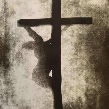 Gravures & estampes intitulée "Crucifix" par Luca Federici, Œuvre d'art originale, Huile