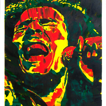 Obrazy i ryciny zatytułowany „L'Urlo di Bob Marley” autorstwa Luca Federici, Oryginalna praca, Nadruk Zamontowany na Inny sz…