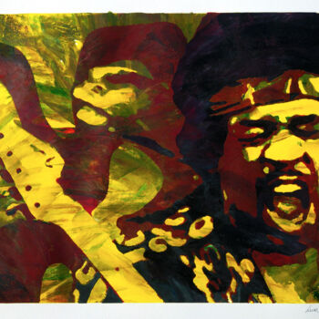 Gravures & estampes intitulée "Jimi Hendrix's Scre…" par Luca Federici, Œuvre d'art originale, Sérigraphie Monté sur Autre p…