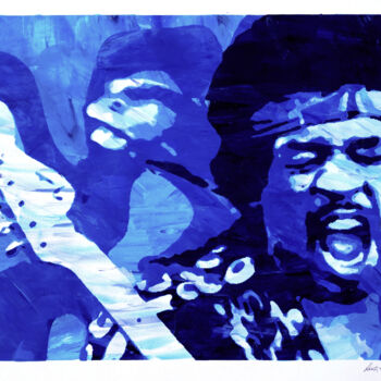 Printmaking titled "The Scream of Jimi…" by Luca Federici, Original Artwork, Screenprinting Mounted on Other rigid panel