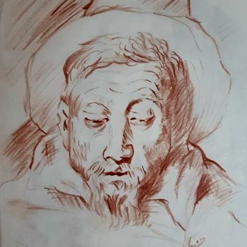 Drawing titled "Testa di vecchio" by Luca Martinoli, Original Artwork, Pencil