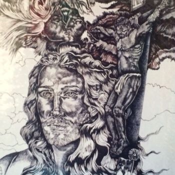 Disegno intitolato "Dio con noi" da Luca Martinoli, Opera d'arte originale