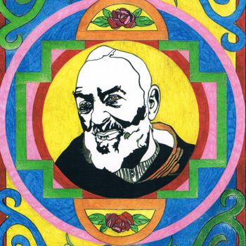 Drawing titled "Padre Pio" by Luca Martinoli, Original Artwork
