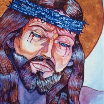 "Volto di Cristo" başlıklı Tablo Luca Martinoli tarafından, Orijinal sanat, Zamklı boya