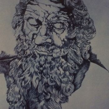 Desenho intitulada "Uomo barbuto" por Luca Martinoli, Obras de arte originais, Canetac de aerossol
