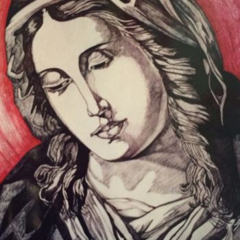 Dessin intitulée "Madonna" par Luca Martinoli, Œuvre d'art originale, Stylo à bille