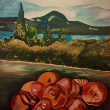 Pittura intitolato "Paesaggio con natur…" da Luca Martinoli, Opera d'arte originale, Acrilico