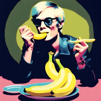 Digital Arts titled "I love banana" by Luca Oddoni (OneFake), Original Artwork, AI generated image Mounted on Wood Stretcher…