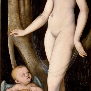 Malerei mit dem Titel "Venus and Cupid wit…" von Lucas Cranach The Elder, Original-Kunstwerk, Öl