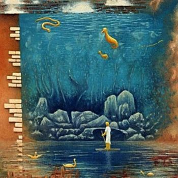 Картина под названием "la grotte" - Luc Caudal, Подлинное произведение искусства, Масло