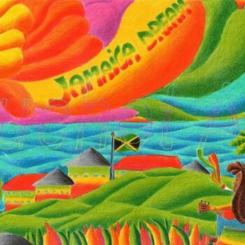 Schilderij getiteld "Jamaica dream" door Luchet, Origineel Kunstwerk, Conté