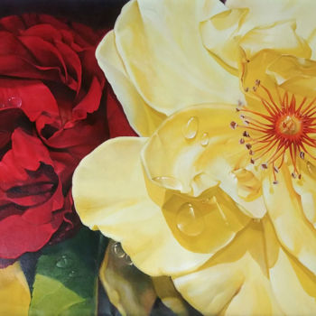 Pintura intitulada "''red and yellow''" por Vasyl Luchkiv, Obras de arte originais, Óleo