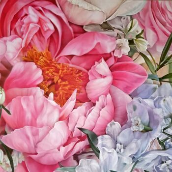 Schilderij getiteld ""Fresh flowers"" door Vasyl Luchkiv, Origineel Kunstwerk, Olie