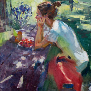 Schilderij getiteld "in the shade" door Oleksii Luchnikov, Origineel Kunstwerk, Olie