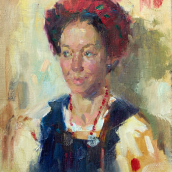 Painting titled "smile" by Oleksii Luchnikov, Original Artwork, Oil