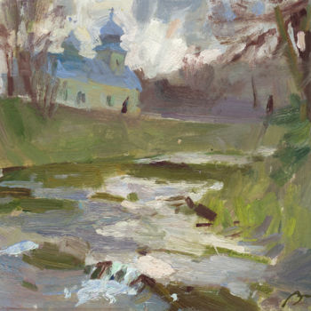Painting titled "pure rain" by Oleksii Luchnikov, Original Artwork, Oil