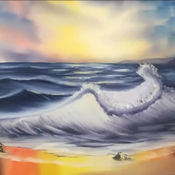 Painting titled "Atardecer vibrante" by Luciano Carlomagno, Original Artwork, Oil