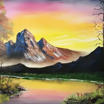 Painting titled "Atardecer en las si…" by Luciano Carlomagno, Original Artwork, Oil