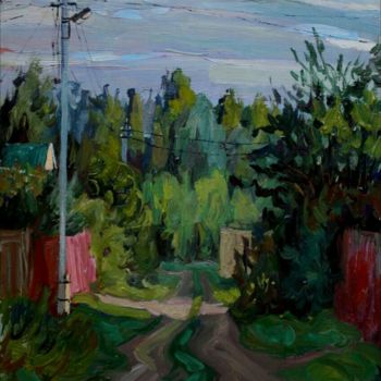 Картина под названием "Вечер на даче" - Людмила Киселева, Подлинное произведение искусства, Масло Установлен на картон