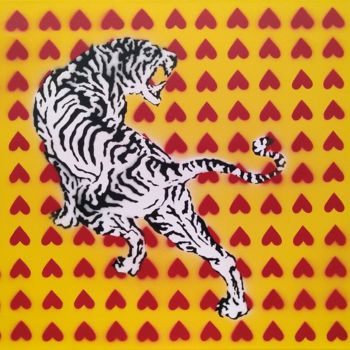 Painting titled "tiger" by Lucia Krosnerová, Original Artwork, Spray paint