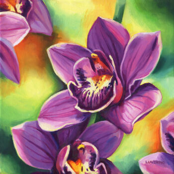 Картина под названием "Purple bliss" - Lucia Verdejo, Подлинное произведение искусства, Масло Установлен на Деревянная рама…