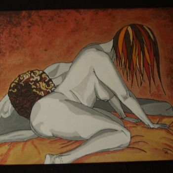 Painting titled "amants" by Lucia Buzzi, Original Artwork, Acrylic Mounted on Wood Stretcher frame