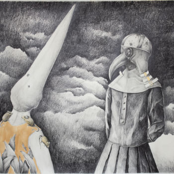Dessin intitulée "The Plaque" par Lucian Szekely-Rafan, Œuvre d'art originale, Crayon