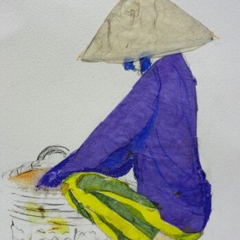 Schilderij getiteld "vietnam-violet-jaun…" door Luciana La Marca, Origineel Kunstwerk