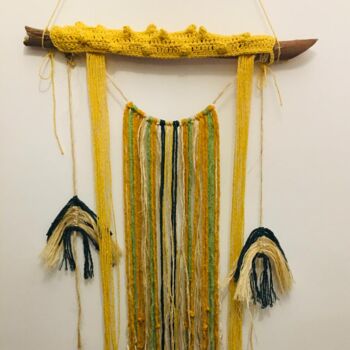 Textile Art titled "Yellow days" by Luciana Porto, Original Artwork, Thread