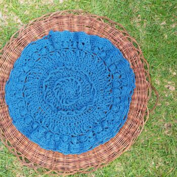 Textile Art titled "Blue Days" by Luciana Porto, Original Artwork, Thread
