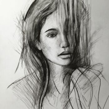 Drawing titled "13 years" by Luciano Lombardi, Original Artwork, Charcoal