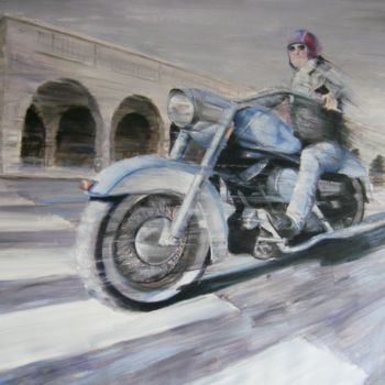 Pittura intitolato "rider-100x80-olio-s…" da Luciano Michi, Opera d'arte originale, Olio
