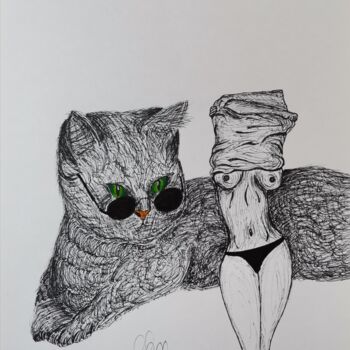 Excited Cat  (caneta permanente em papel  LxA  29,5x42)