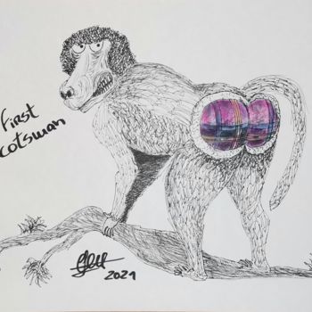 Σχέδιο με τίτλο "The first Scotsman" από Luciano Costa, Αυθεντικά έργα τέχνης, Στυλό