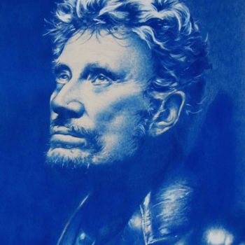 Drawing titled "Portrait  de Johnny…" by Luciano Michel, Original Artwork, Graphite