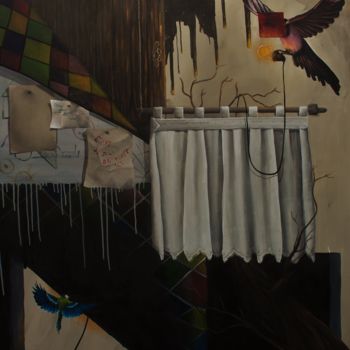Картина под названием "Restes collé au vent" - Lucie Brugalières, Подлинное произведение искусства, Акрил