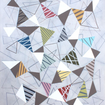 Картина под названием "Triangles 8" - Lucie Jirků, Подлинное произведение искусства, Акрил Установлен на Деревянная рама для…