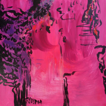 Peinture intitulée "En rouge et rose II" par Lucie Rydlova, Œuvre d'art originale, Acrylique