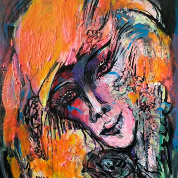 Malerei mit dem Titel "Human / happy woman" von Lucie Rydlova, Original-Kunstwerk, Acryl
