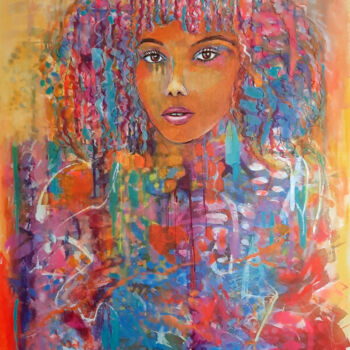 Painting titled "Radieuse" by Lucie Rydlova, Original Artwork, Acrylic Mounted on Wood Stretcher frame