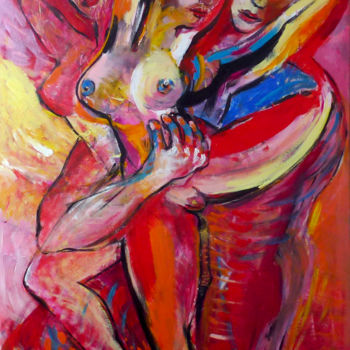 Painting titled "Peinture figurative…" by Lucie Rydlova, Original Artwork, Acrylic