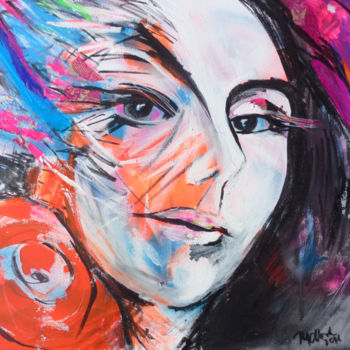 Schilderij getiteld "Peinture portrait D…" door Lucie Rydlova, Origineel Kunstwerk, Acryl