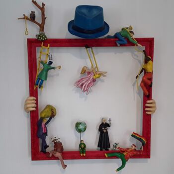 Sculpture titled "Un cadre exclusif" by Lucien-Carol Proulx, Original Artwork, Wood Mounted on Wood Stretcher frame