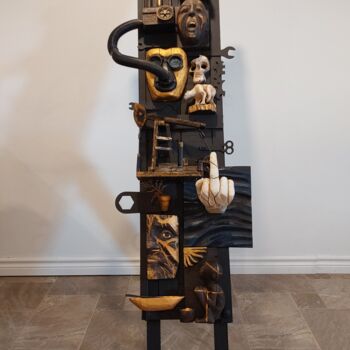 Sculptuur getiteld "Ego-système versus…" door Lucien-Carol Proulx, Origineel Kunstwerk, Hout