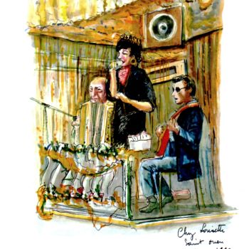 Peinture intitulée "SAINT-OUEN : Bar "…" par Lucien Chiaselotti, Œuvre d'art originale, Aquarelle