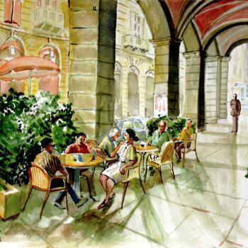 Painting titled "SAVONA : Le dolce f…" by Lucien Chiaselotti, Original Artwork, Watercolor