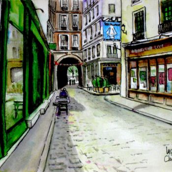 Painting titled "PARIS. Quartier de…" by Lucien Chiaselotti, Original Artwork, Watercolor