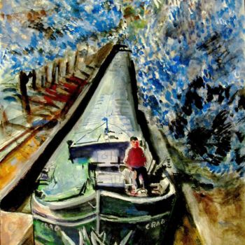 Painting titled "CANAL SAINT-MARTIN." by Lucien Chiaselotti, Original Artwork, Watercolor